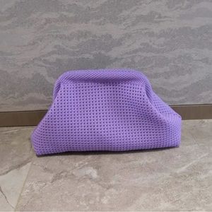 Crochet Clutch Bag Purple Cosmetic
Bag Toiletry Make Up Bag Knitted Mesh